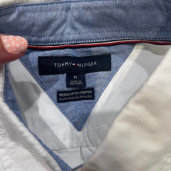 TOMMY HILFIGER Men's Regular Fit Stretch Oxford Shirt Size M In White - Picture 5 of 7